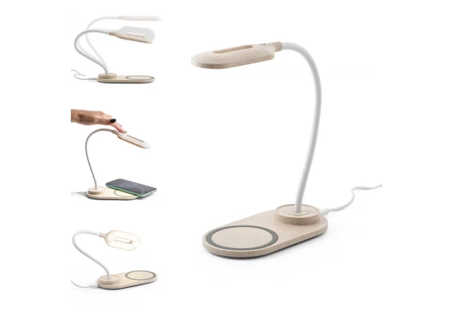 OZZEL. Stolní lampa s bezdrátovou nabíječkou (Rychlá, 10 W)