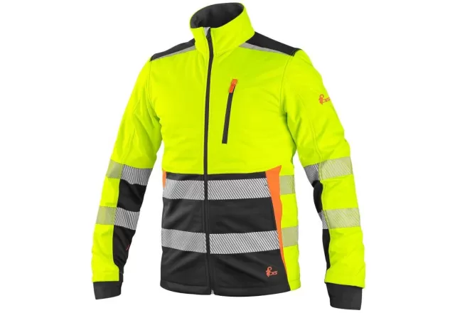 Bunda CXS BENSON, výstražná, softshell, pánská, žluto-černá