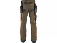 Kalhoty CXS NAOS pánské, khaki-olive, HV oranžové doplňky
