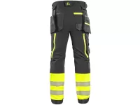 Kalhoty CXS NAOS HV, pánské, černo-žlutá Hi-Vis, reflexní pruhy