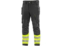 Kalhoty CXS NAOS HV, pánské, černo-žlutá Hi-Vis, reflexní pruhy