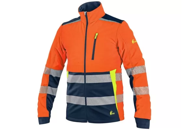 Bunda CXS BENSON, výstražná, softshell, pánská, oranžovo-modrá