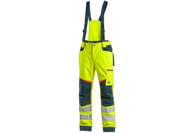 Kalhoty CXS BEDFORD, výstražné, pánské, softshell, žluto-petrolová